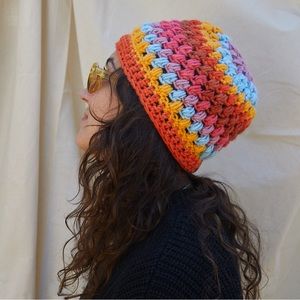 Retro Swirl Handmade Crochet Beanie